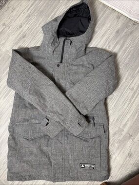 Burton Men's Heather Gray Hooded Snow Board/Skiing Jacket Size Small